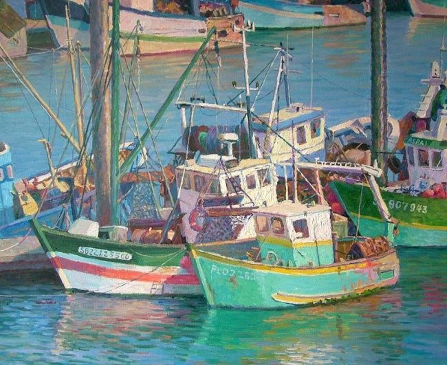 Painting titled "Port Haliguen" by M Forestier, Original Artwork