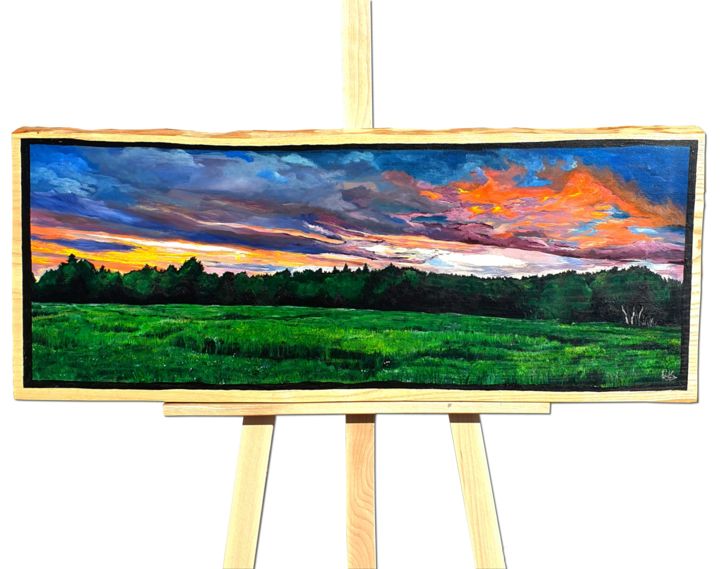 Painting titled "Original landscape…" by Forest Table, Original Artwork, Acrylic