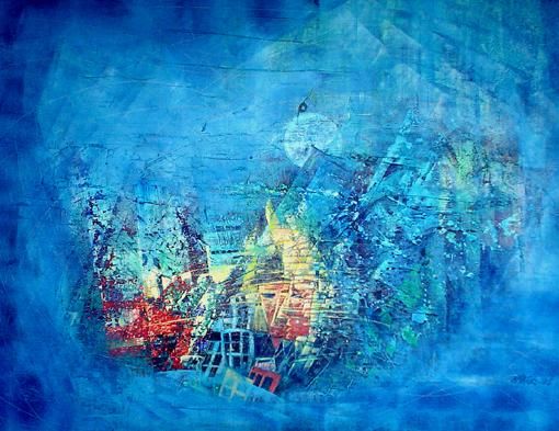 Peinture intitulée "planête bleue" par Michel Maréchal, Œuvre d'art originale