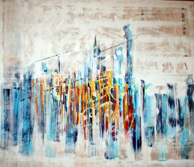 Painting titled "Strange town" by Michel Maréchal, Original Artwork