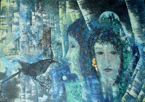 Peinture intitulée "Blackbird fille à l…" par Michel Maréchal, Œuvre d'art originale