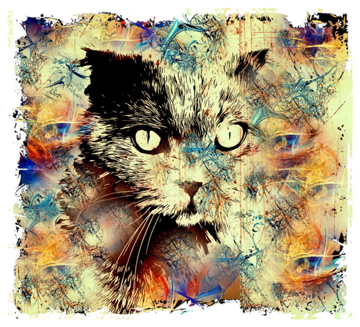Grafika cyfrowa / sztuka generowana cyfrowo zatytułowany „my cat” autorstwa Fortunato Garcia, Oryginalna praca, Malarstwo cy…