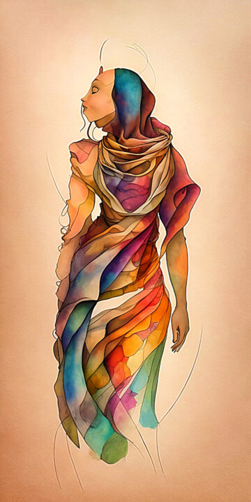 Printmaking titled "woman #3" by Fortunato Garcia, Original Artwork, Digital Print