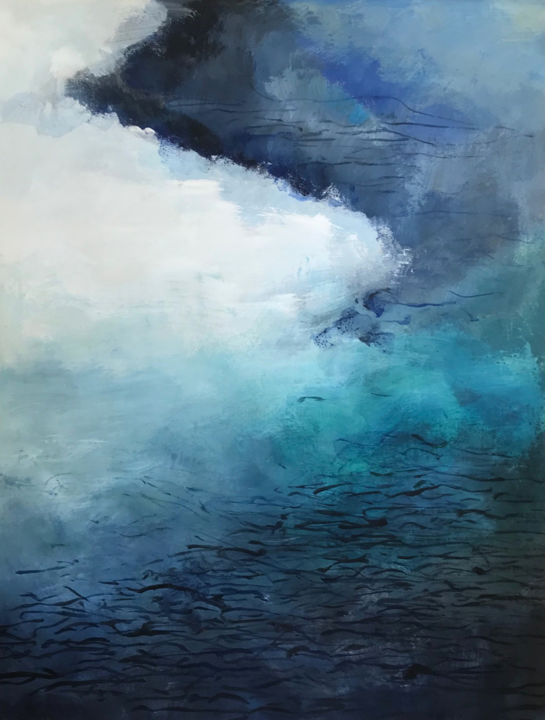 Painting titled "deep blue" by fosca-nigido, Original Art, Acrylic Mounted on Stretcher frame