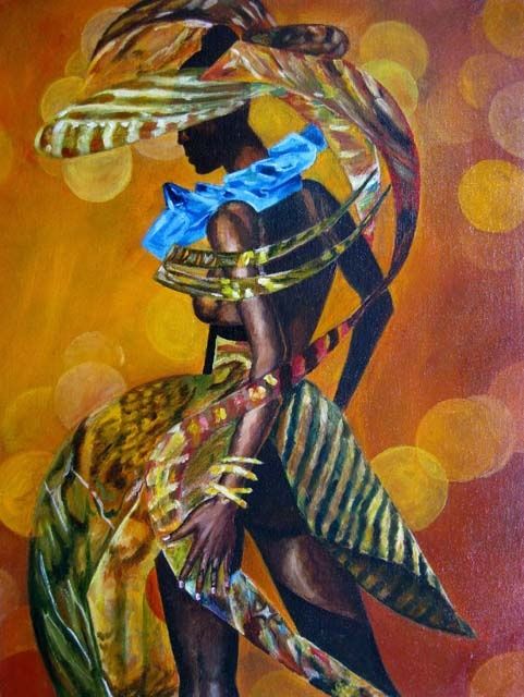 Painting titled "Африканский мотив /…" by Svetlana Popova, Original Artwork
