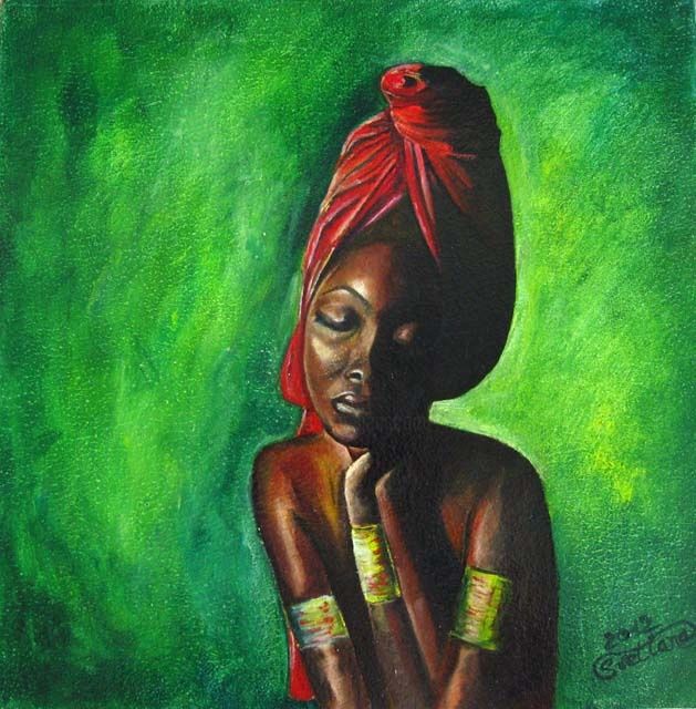 Painting titled "Африканские мечты /…" by Svetlana Popova, Original Artwork, Oil
