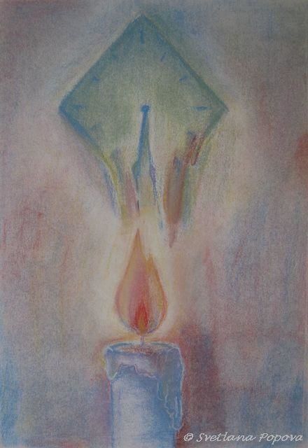 Painting titled "Свеча / Candle" by Svetlana Popova, Original Artwork