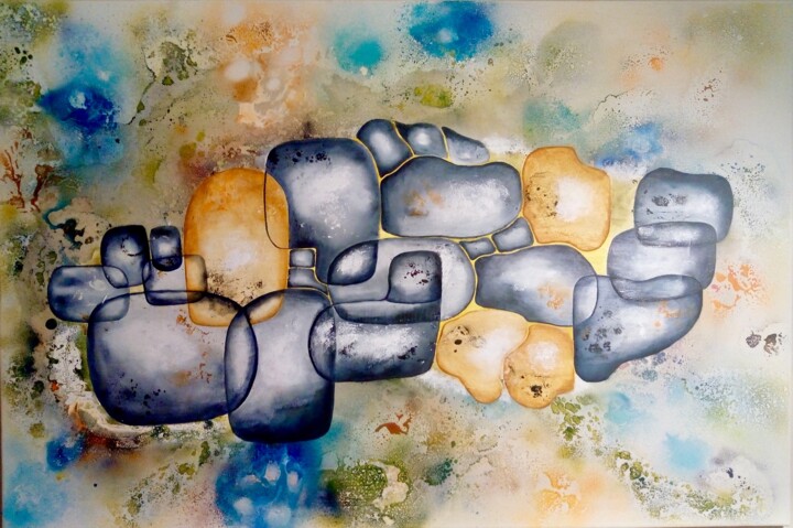 Pintura titulada "Código de enlaces h…" por Mirta Benavente, Obra de arte original, Acrílico Montado en Bastidor de camilla…