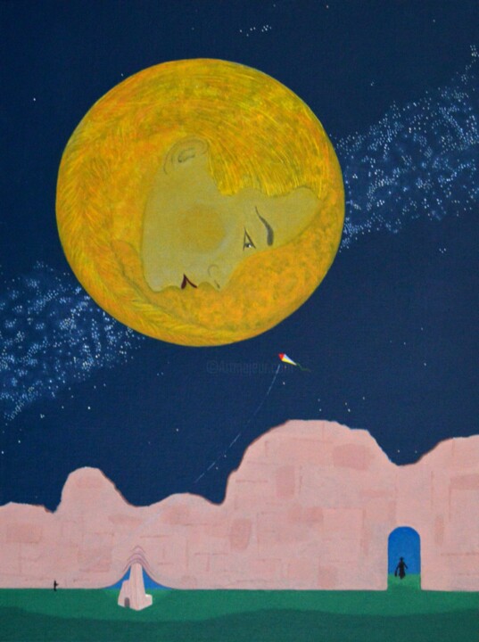 Картина под названием "Luna llena" - Fouad Kortobi Francés, Подлинное произведение искусства, Акрил Установлен на картон
