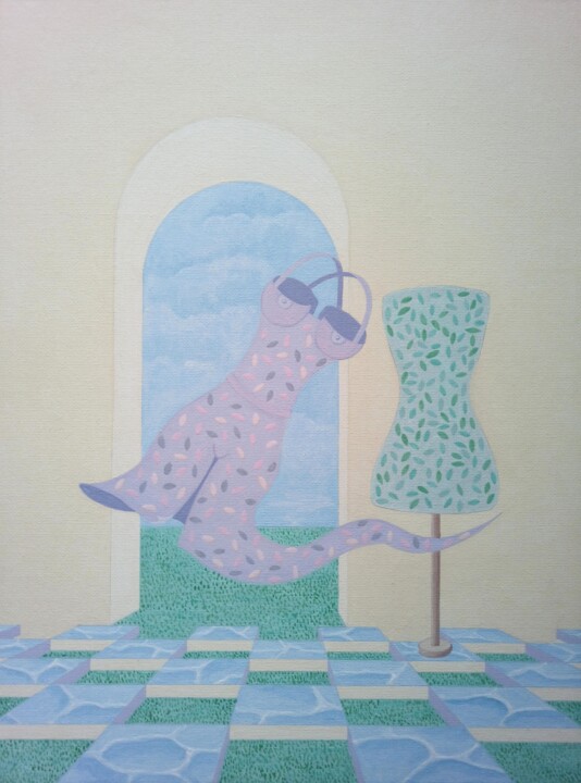 Peinture intitulée "La robe enchantée" par Fouad Kortobi Francés, Œuvre d'art originale, Acrylique Monté sur Autre panneau r…