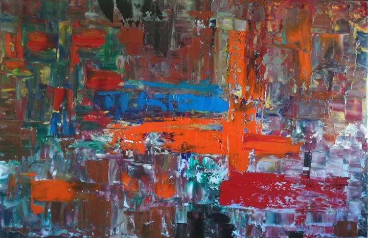 Painting titled "abs157-100x65-20190…" by Patrice Foussat, Original Artwork, Oil