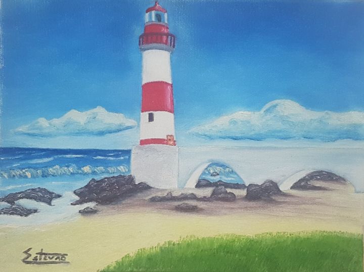 Pintura intitulada "Farol de Itapuã, Sa…" por Estevão De Almeida Faria, Obras de arte originais, Óleo