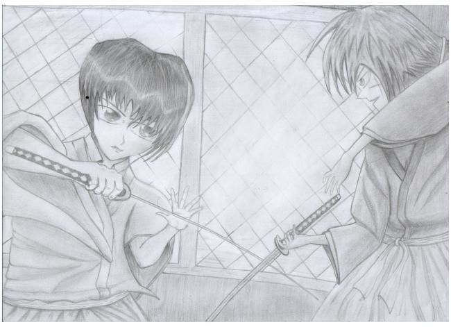 Dessin intitulée "Soujiro VS Kenshin…" par Oussama Ousmoi, Œuvre d'art originale, Autre