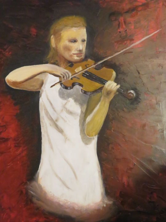 Peinture intitulée "la violoniste" par Frederic Pastor, Œuvre d'art originale, Huile