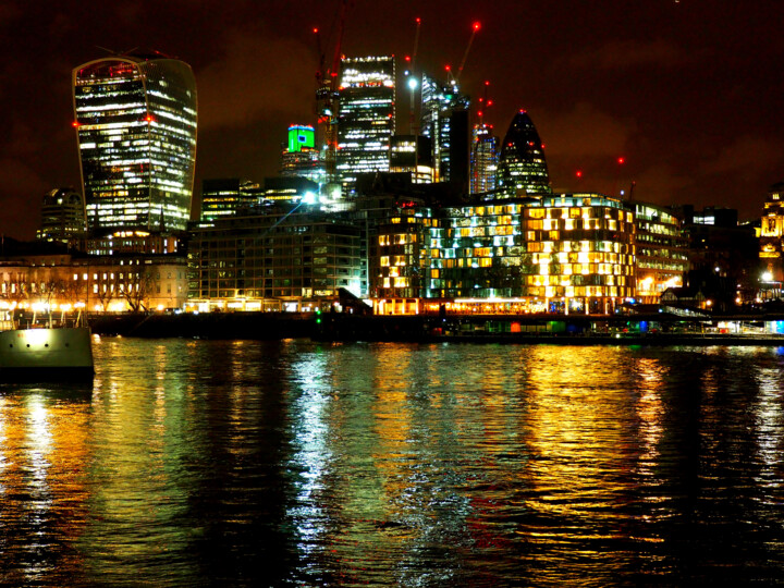 Fotografía titulada "La nuit à Londres.j…" por Florence Pouget-Landrieu, Obra de arte original