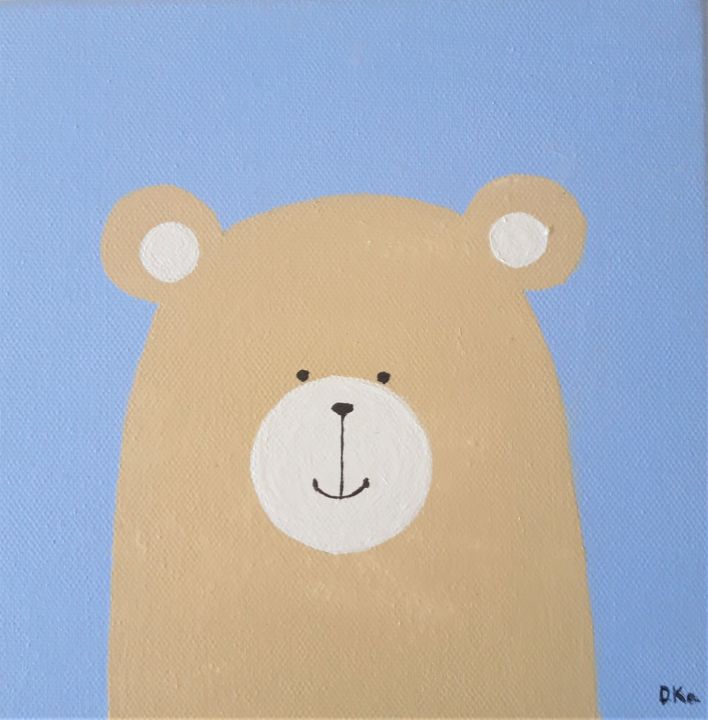 Malerei mit dem Titel "L'ours souriant" von Katarzyna Wendzonka, Original-Kunstwerk, Acryl