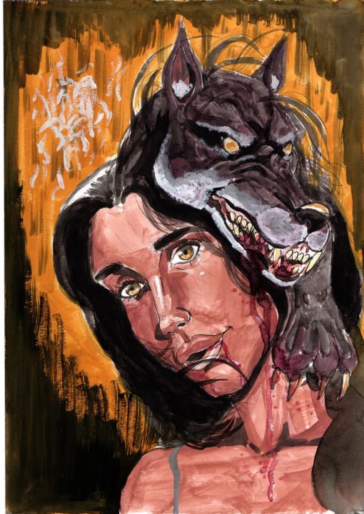 Painting titled "Dangerous" by Francisco Pessoa, Original Artwork, Watercolor