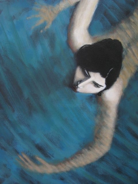 Peinture intitulée "la nageuse" par Francois Bonnery, Œuvre d'art originale, Huile