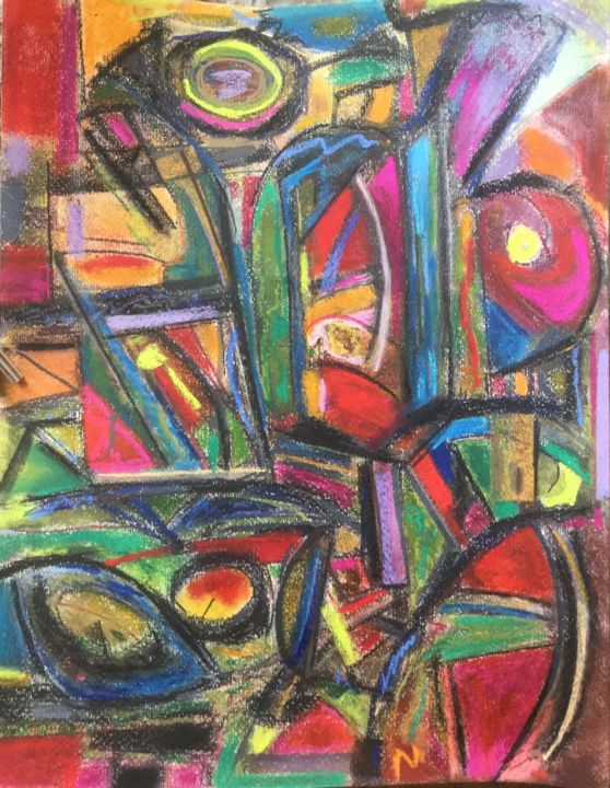 Drawing titled "L'antiquaire" by Stan., Original Artwork, Pastel