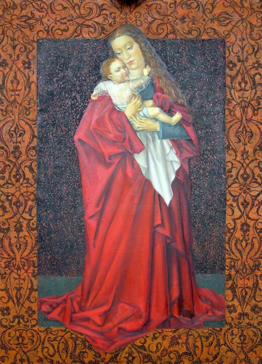 Картина под названием "Мадонна с младенцем" - Fragonard, Подлинное произведение искусства, Масло Установлен на Деревянная ра…