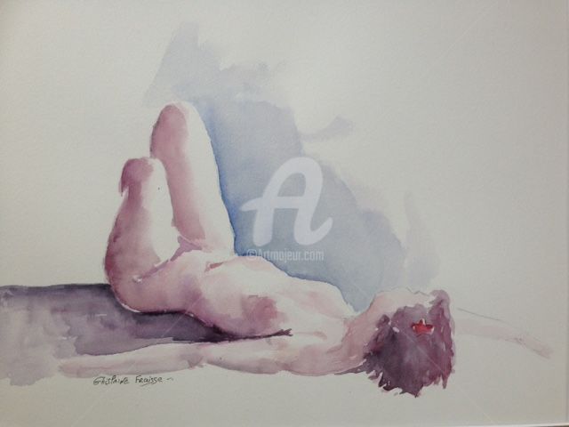 Картина под названием "Jeune fille à la fl…" - Ghislaine Fraisse, Подлинное произведение искусства