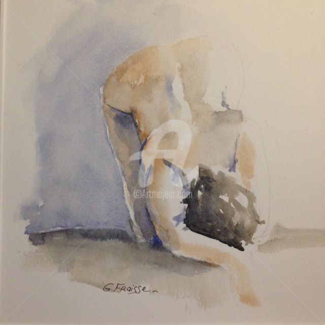 Painting titled "Pose yoga" by Ghislaine Fraisse, Original Artwork