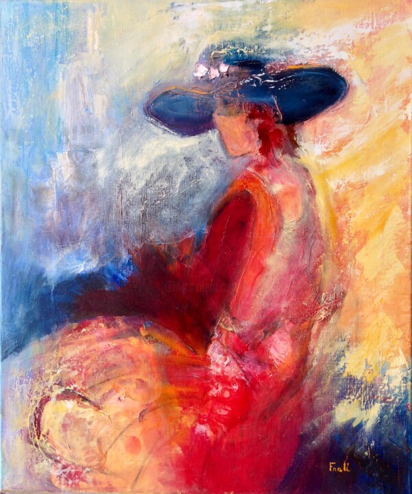 "Le chapeau bleu   4…" başlıklı Tablo Frall tarafından, Orijinal sanat, Petrol