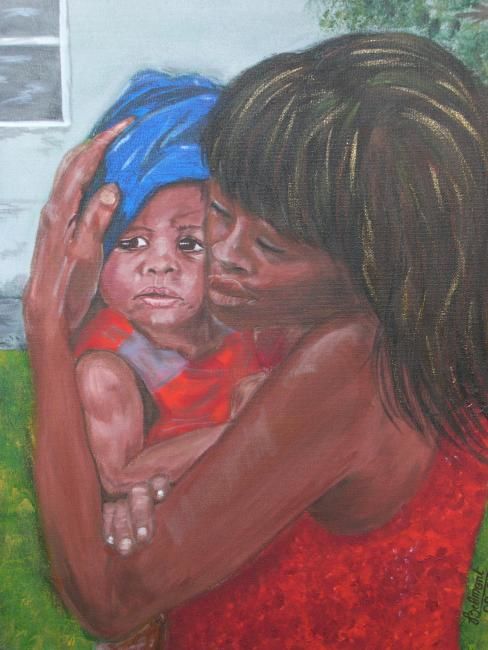 Peinture intitulée "L'amour d'une mère" par Françoise Belmont Varzi, Œuvre d'art originale