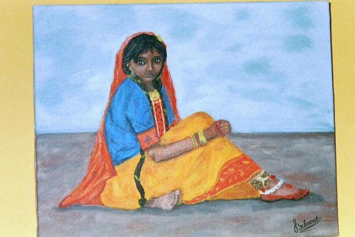 Peinture intitulée "Danseuse Indienne e…" par Françoise Belmont Varzi, Œuvre d'art originale