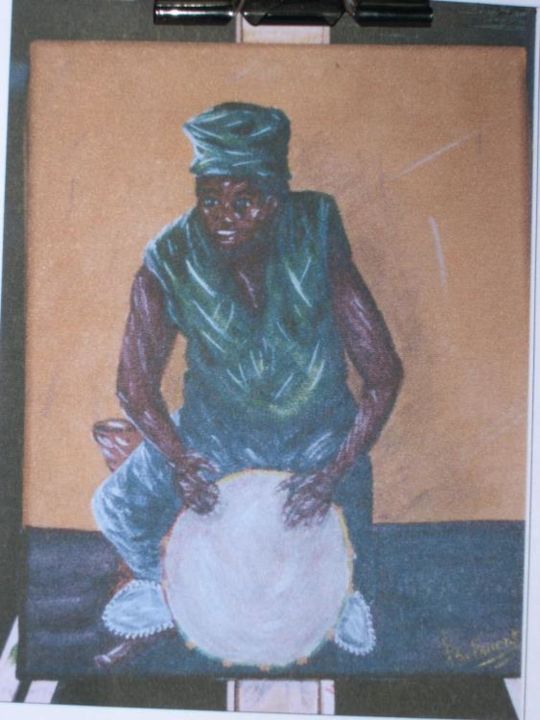 Peinture intitulée "Joueur de Djembé" par Françoise Belmont Varzi, Œuvre d'art originale
