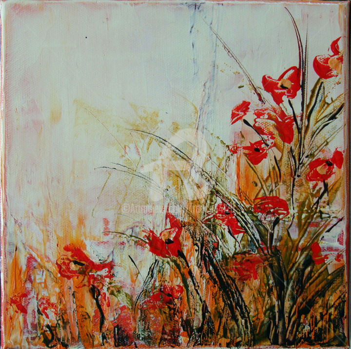 Peinture intitulée "coquelicots" par Françoise Dugourd-Caput, Œuvre d'art originale, Huile Monté sur Châssis en bois