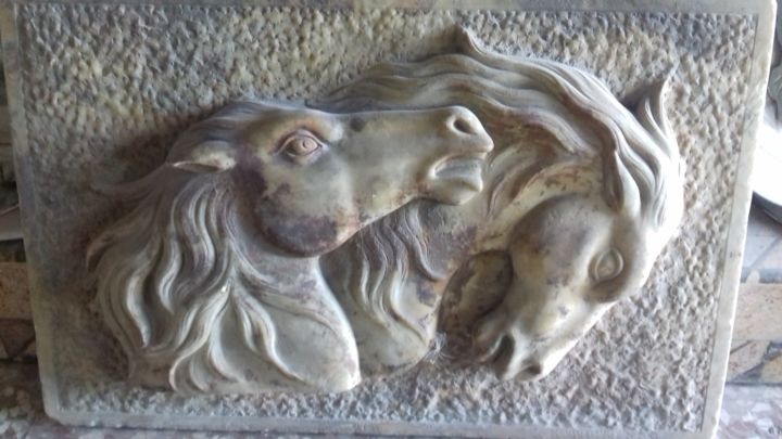 Sculpture titled "bassorilievo su mar…" by Antonio Mauriello, Original Artwork, Stone