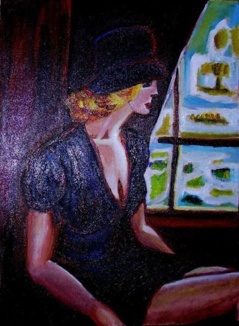 Painting titled "Stare alla finestra" by Francamaria Pace, Original Artwork, Oil