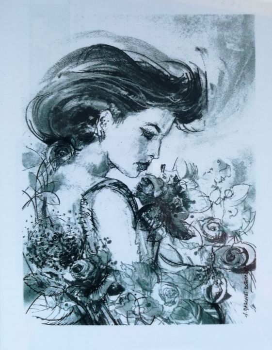 Zeichnungen mit dem Titel "je-respire-les-rose…" von France Botcharoff, Original-Kunstwerk