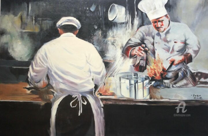 Peinture intitulée "Le Chef !" par France De Lacroix, Œuvre d'art originale, Huile
