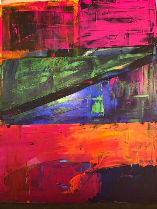 Painting titled "Colour Explosion" by Frances Bildner, Original Artwork, Acrylic