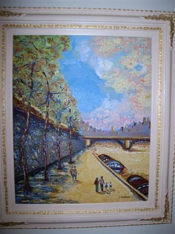 Painting titled "Quai de la Seine à…" by Louis Frances, Original Artwork