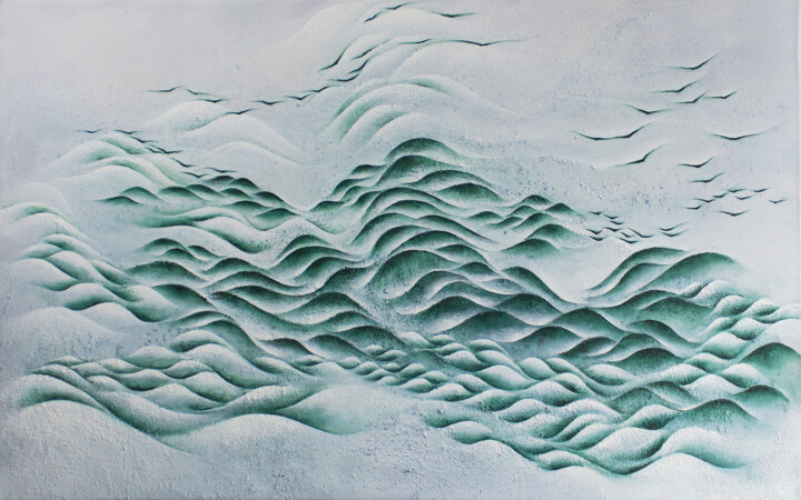 Malerei mit dem Titel "Lands of forest" von Francesca Borgo, Original-Kunstwerk, Acryl Auf Keilrahmen aus Holz montiert