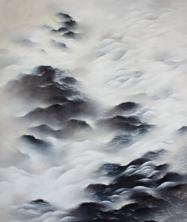 Painting titled "Dreaming water moun…" by Francesca Borgo, Original Artwork, Acrylic