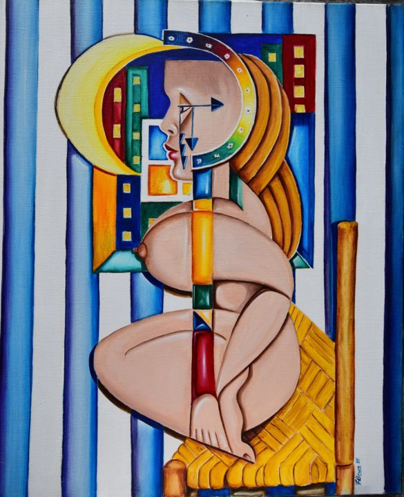 Pintura titulada "Pénélope ou l'atten…" por Francesca Bravo, Obra de arte original, Oleo Montado en Bastidor de camilla de m…