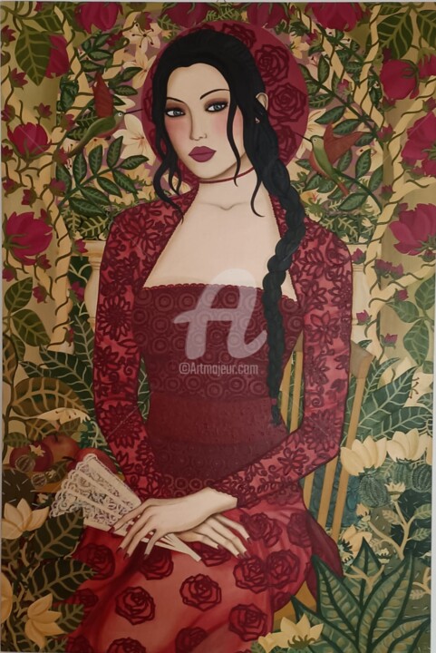 Malerei mit dem Titel "Yuna" von Francesca Fachechi (KEKI), Original-Kunstwerk, Acryl