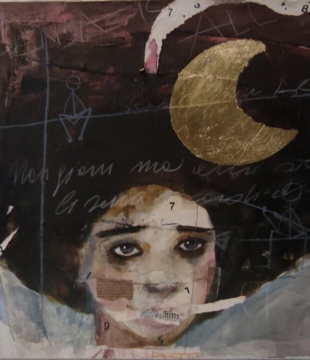Malerei mit dem Titel "Luna a" von Francesca Leoni, Original-Kunstwerk, Aquarell