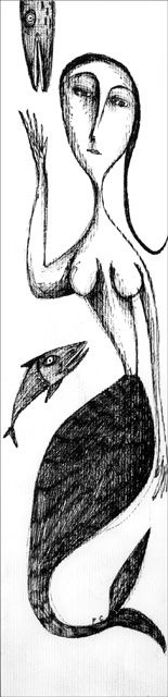 Disegno intitolato "Sirena di carta" da Francesca Carabelli, Opera d'arte originale
