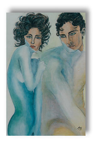 Pittura intitolato "Adamo ed Eva 2000" da Catola  Maria Francesca /"May", Opera d'arte originale
