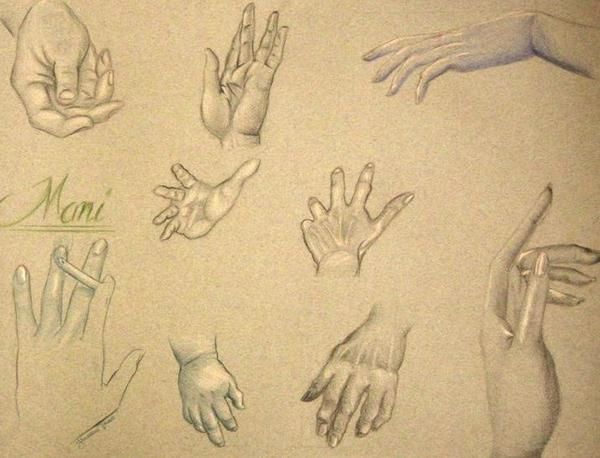 Disegno intitolato "studio di mani" da Francesca Tomasi, Opera d'arte originale, Altro