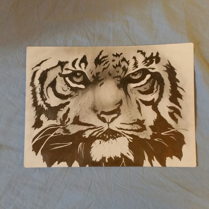 Disegno intitolato "Tiger" da Francesco Ardizzoni, Opera d'arte originale