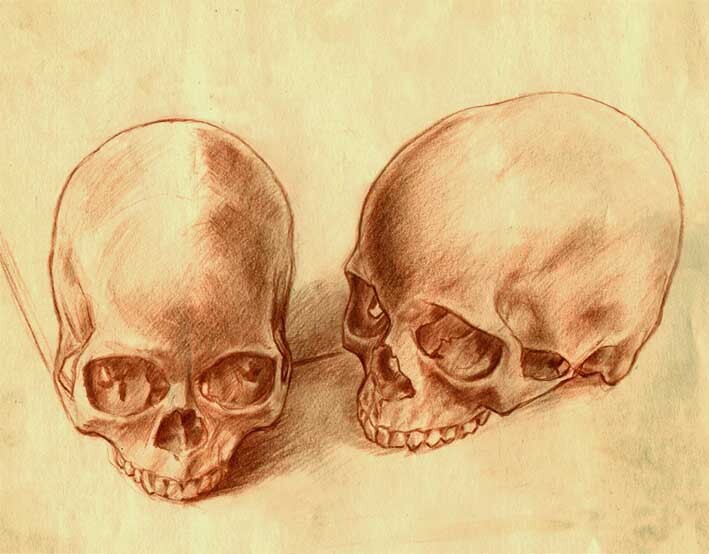 Pintura intitulada "Skulls" por Francesco Bortolotti, Obras de arte originais, Óleo