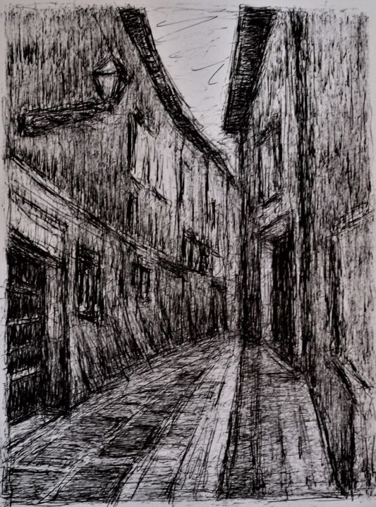 Drawing titled "Il borgo di Pittigl…" by Francesco Cagnato, Original Artwork, Ink