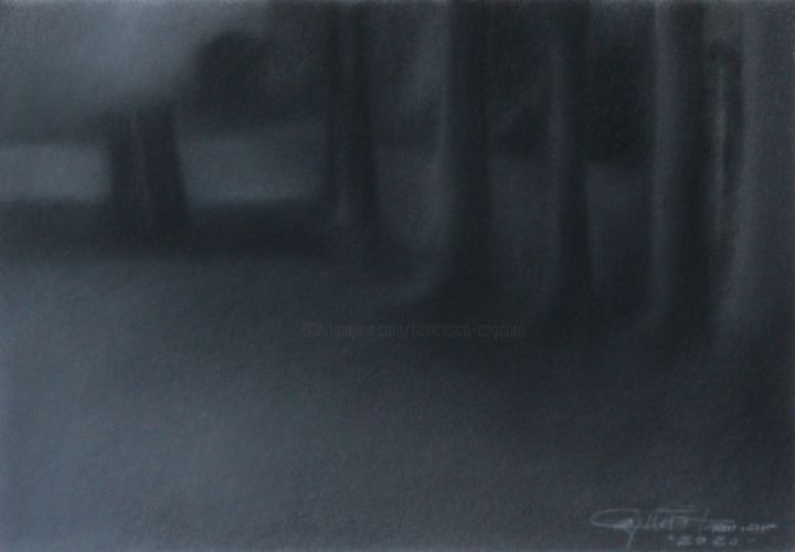 Disegno intitolato "Bosco 4" da Francesco Cagnato, Opera d'arte originale, Carbone