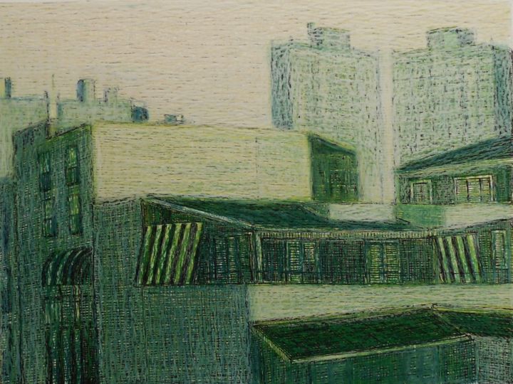 Drawing titled "Agglomerati urbani-…" by Francesco Cagnato, Original Artwork, Pastel